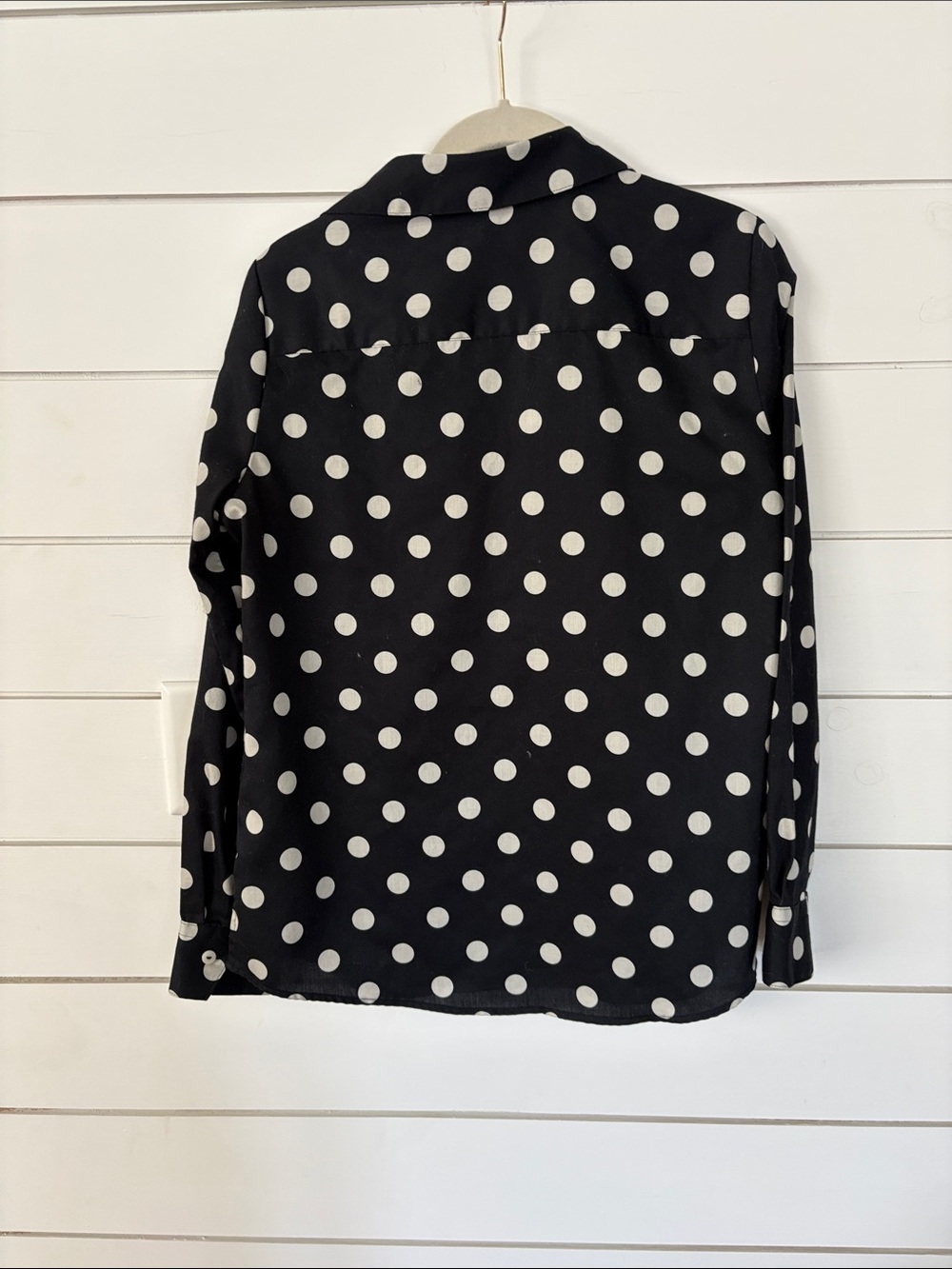 Polka Dot Button-Front Blouse - Black & White - Picture 3 of 7